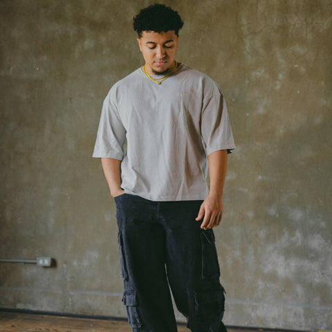 Staples Boxy Tee in Acid-wash Limestone