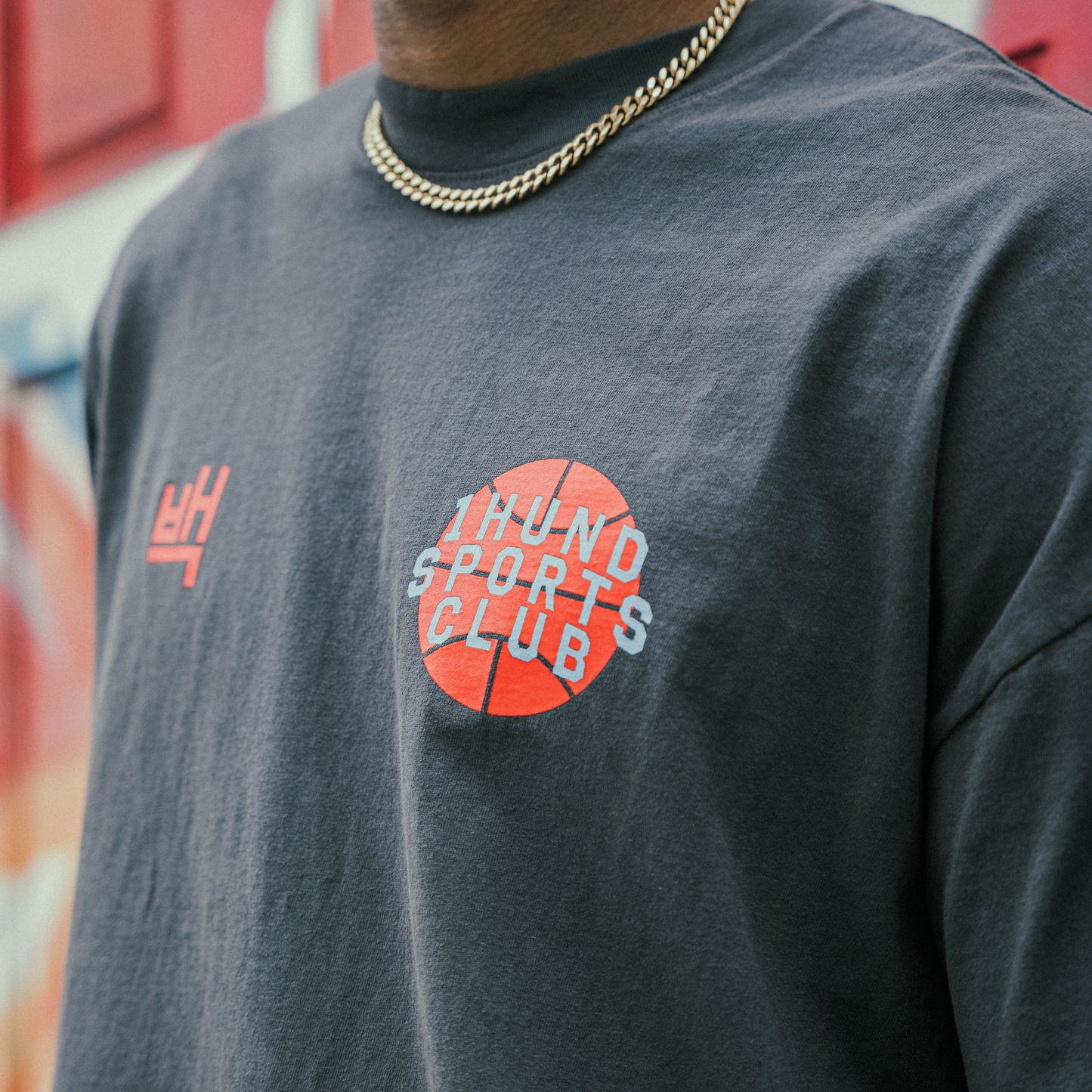 Sports Club Drop-shoulder Tee in Grey