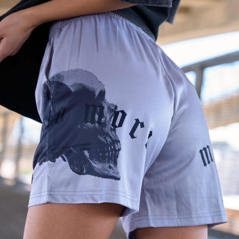 Memento Mori Afterlife Mesh Shorts in Cool Grey