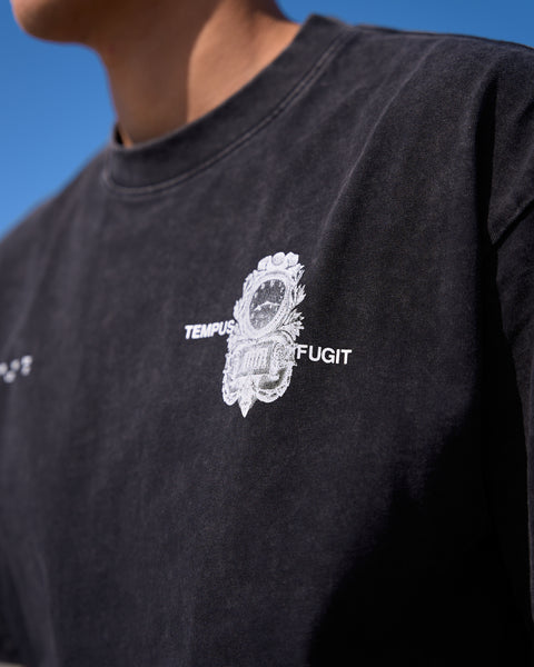 Memento Mori Timekeeper Tee in Vintage Black