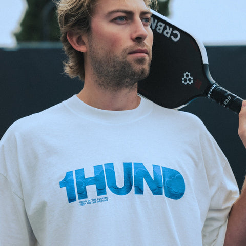 Head in the Clouds Blue Puff Drop-shoulder Tee in Off-White